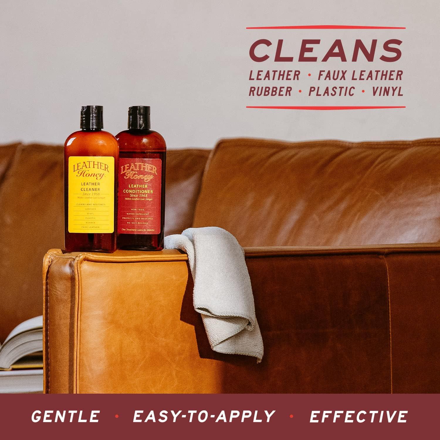imageLeather Honey Leather Cleaner Spray UV Protectant NonToxic ampamp Made in the USA Since 1968 Cleans ampamp Protects Leather Faux ampamp Vinyl Couches Car Seats Purses Shoes Bags ampamp Tack Safe for Any Color4 Fl Oz Pack of 1