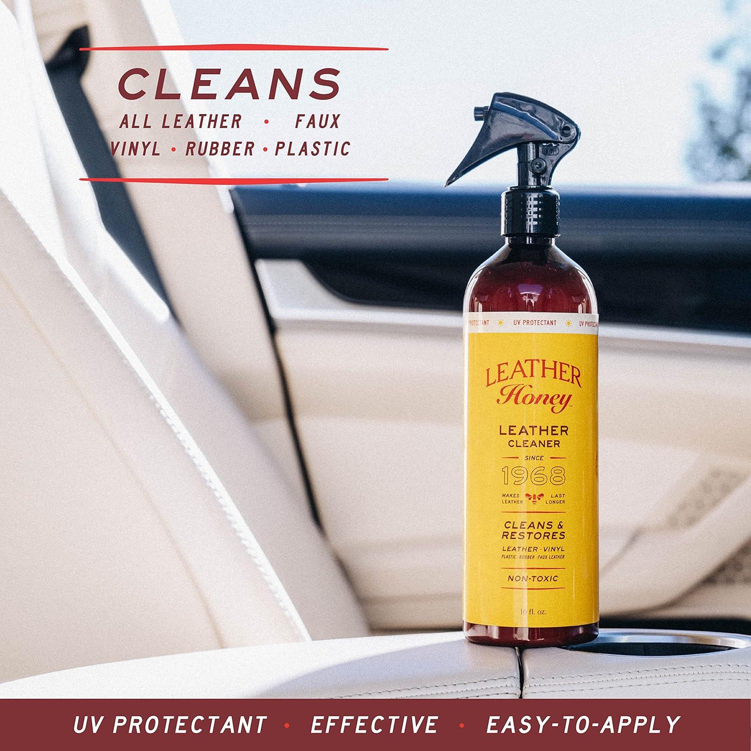 imageLeather Honey Leather Cleaner Spray UV Protectant NonToxic ampamp Made in the USA Since 1968 Cleans ampamp Protects Leather Faux ampamp Vinyl Couches Car Seats Purses Shoes Bags ampamp Tack Safe for Any Color16 Fl Oz Pack of 1