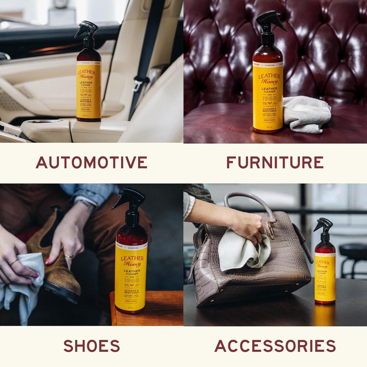 imageLeather Honey Leather Cleaner Spray UV Protectant NonToxic ampamp Made in the USA Since 1968 Cleans ampamp Protects Leather Faux ampamp Vinyl Couches Car Seats Purses Shoes Bags ampamp Tack Safe for Any Color16 Fl Oz Pack of 1