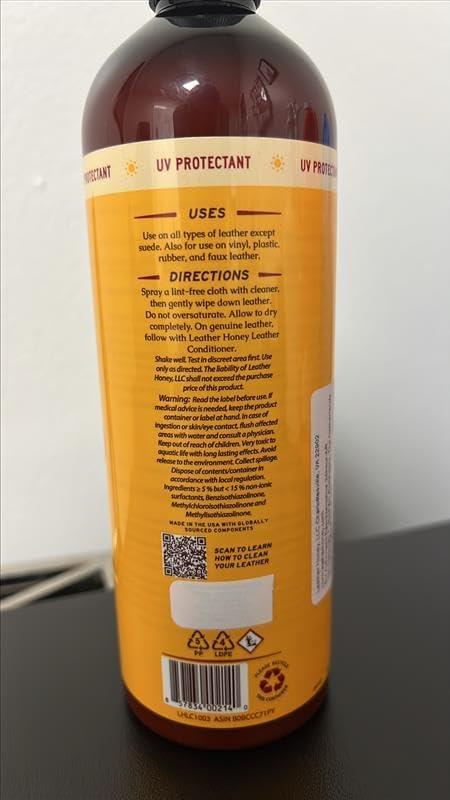 imageLeather Honey Leather Cleaner Spray UV Protectant NonToxic ampamp Made in the USA Since 1968 Cleans ampamp Protects Leather Faux ampamp Vinyl Couches Car Seats Purses Shoes Bags ampamp Tack Safe for Any Color16 Fl Oz Pack of 1