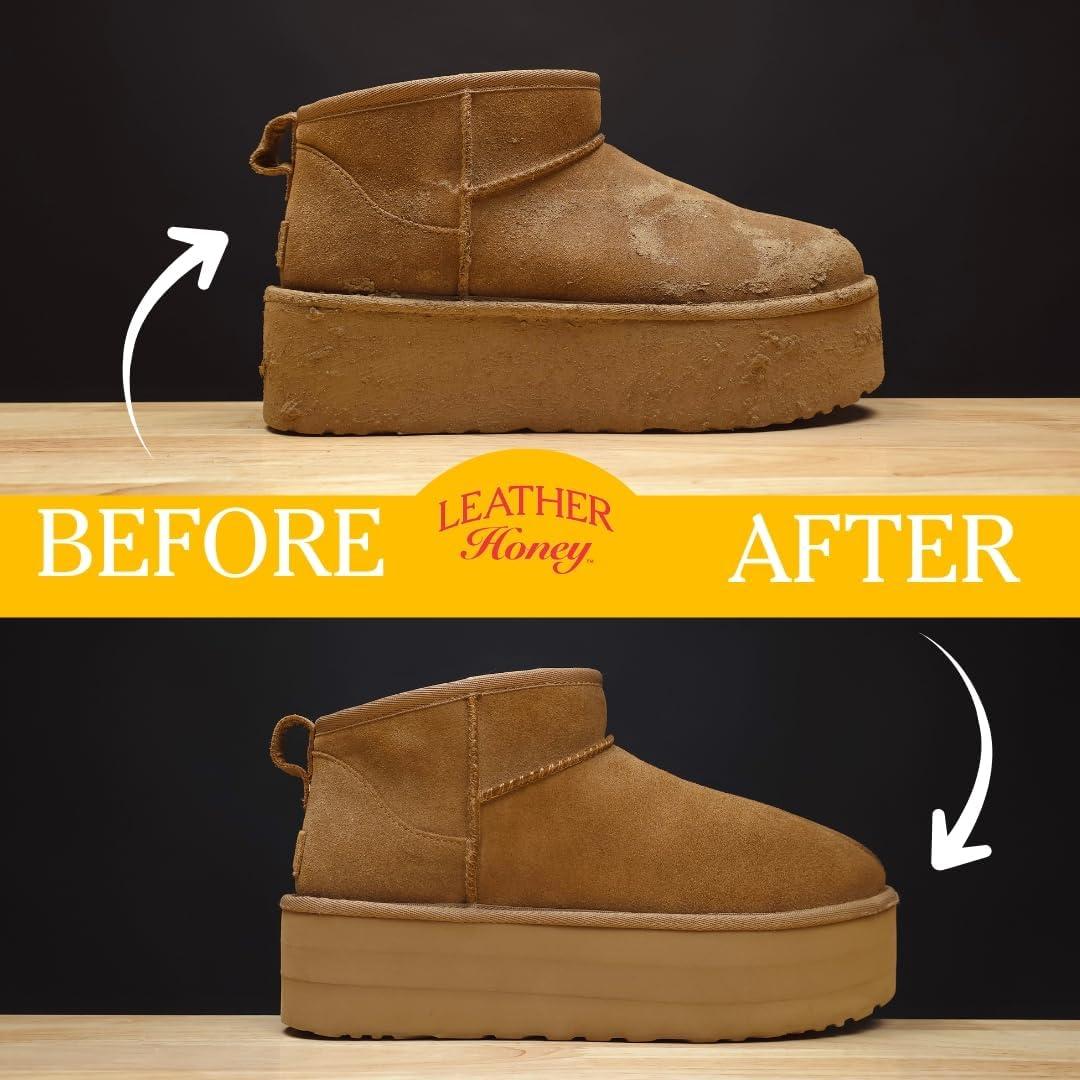 imageLeather Honey Suede Cleaner NonToxic Suede ampamp Nubuck Care Made in the USA Since 1968 Clean and Restore Suede ampamp Nubuck Shoes Boots Jackets Uggs Bags Purses and More Safe for Any Color ampamp White
