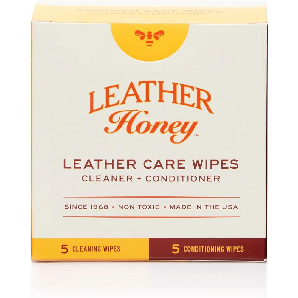 imageLeather Honey Conditioner Wipes Restore Leather OnTheGo Protect ampamp Condition Any Color of Leather Couches Car Seats Purses Shoes Bags ampamp Tack Made in the USA 10 NonToxic ReadytoUse WipesCombo