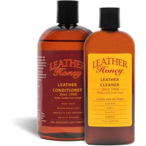 Leather Honey Complete Leather Care Kit Including 8 oz Cleaner and 16 oz Conditioner for use on Leather Apparel, Furniture, Auto Interiors, Shoes, Bags and Accessories
