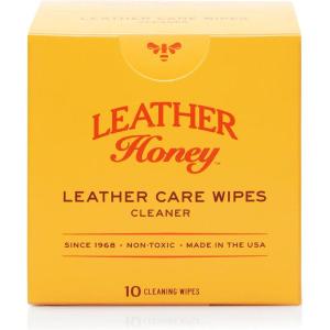 Leather Honey Conditioner Wipes: Restore Leather On-The-Go. Protect & Condition Any Color of Leather Couches, Car Seats, Purses, Shoes, Bags & Tack. Made in the USA! 10 Non-Toxic, Ready-to-Use Wipes(Cleaner)
