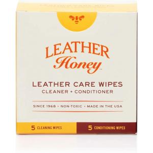 Leather Honey Conditioner Wipes: Restore Leather On-The-Go. Protect & Condition Any Color of Leather Couches, Car Seats, Purses, Shoes, Bags & Tack. Made in the USA! 10 Non-Toxic, Ready-to-Use Wipes(Combo)