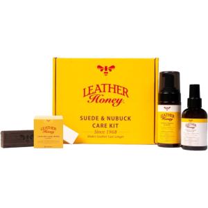 Leather Honey Suede & Nubuck Care Kit with Leather Care Cleaner Wipes