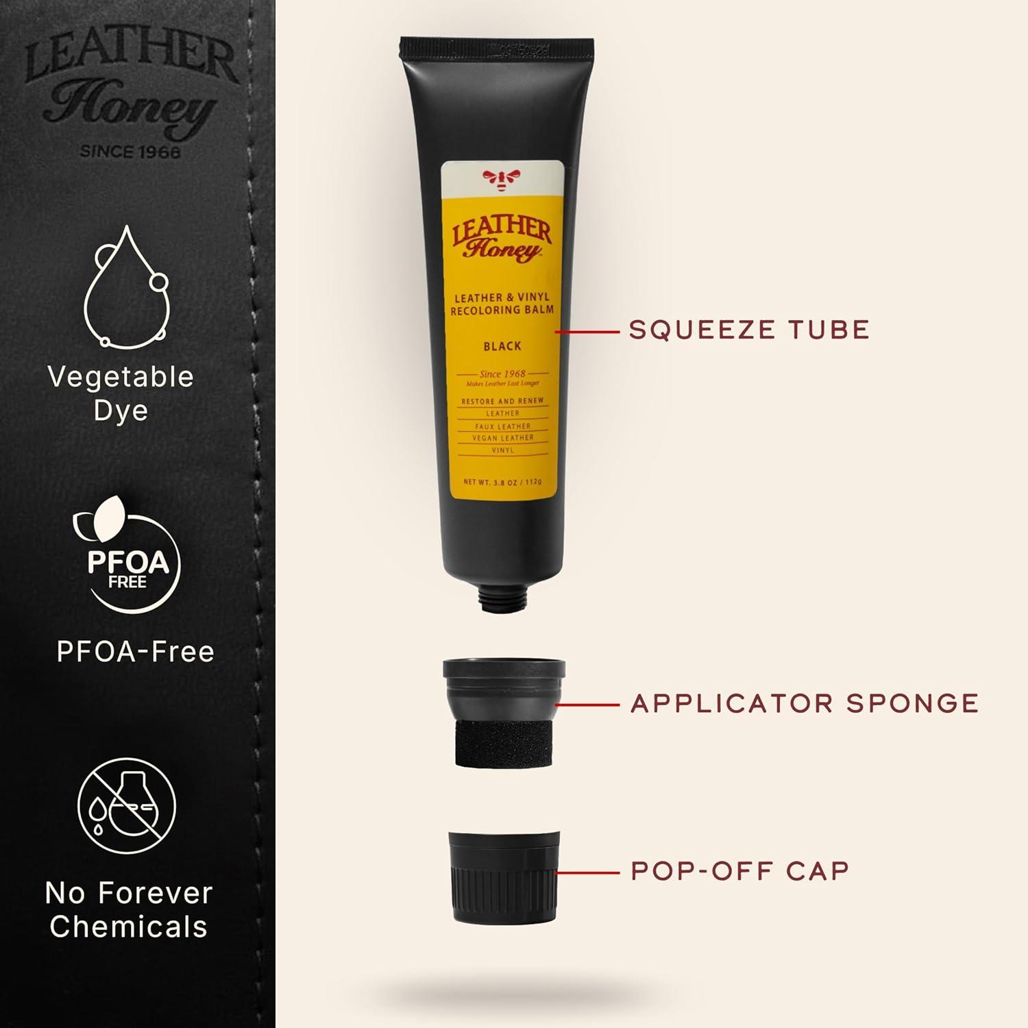 image:imageLeather Honey Black Recoloring Balm Color Restorer and ScratchScuff Remover for Furniture Couches Shoes amp Boots Auto Interiors and AccessoriesBlack