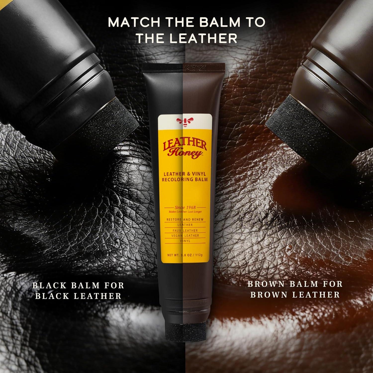 image:imageLeather Honey Black Recoloring Balm Color Restorer and ScratchScuff Remover for Furniture Couches Shoes amp Boots Auto Interiors and AccessoriesBlack