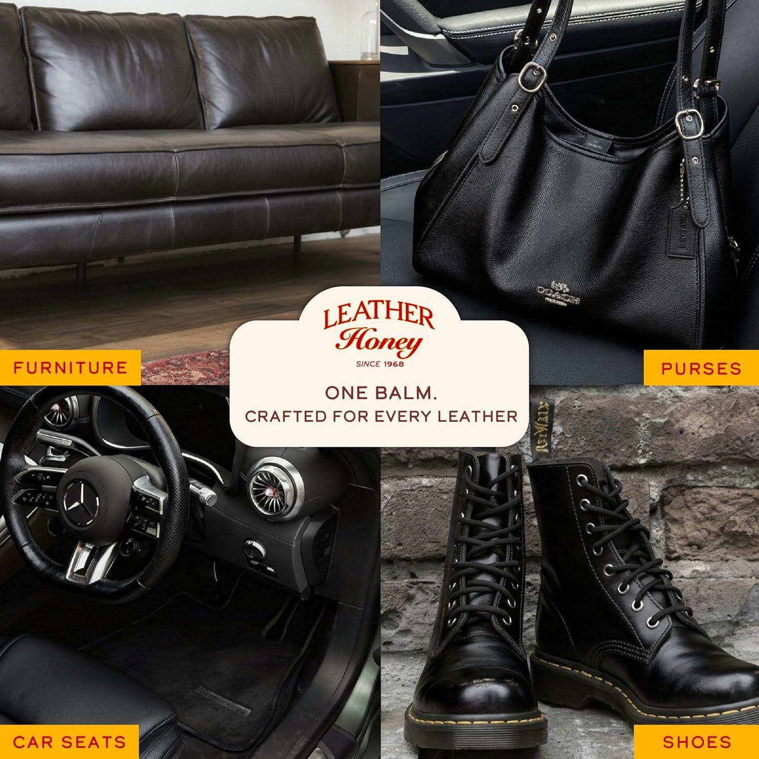 image:imageLeather Honey Black Recoloring Balm Color Restorer and ScratchScuff Remover for Furniture Couches Shoes amp Boots Auto Interiors and AccessoriesBlack