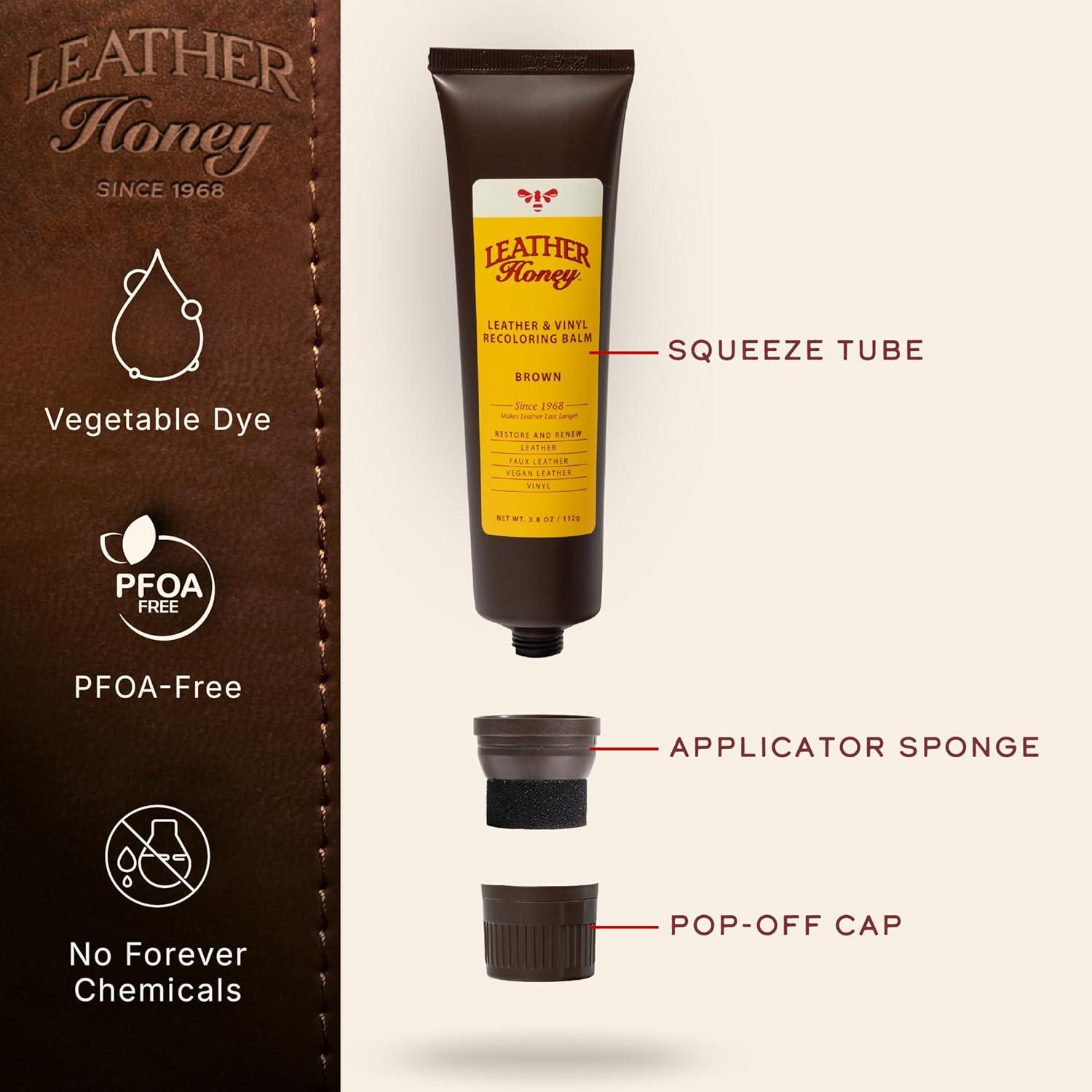 image:imageLeather Honey Black Recoloring Balm Color Restorer and ScratchScuff Remover for Furniture Couches Shoes amp Boots Auto Interiors and AccessoriesBrown