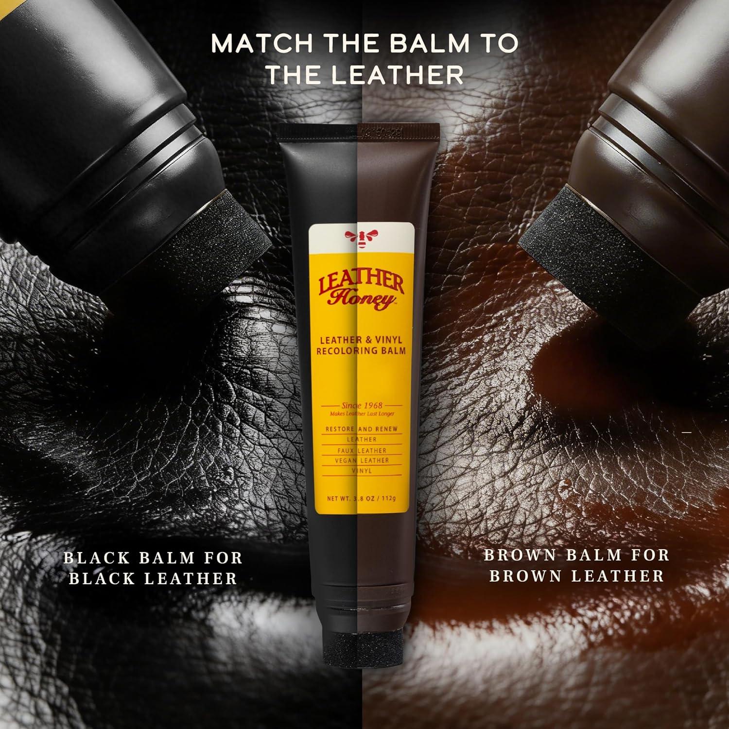 image:imageLeather Honey Black Recoloring Balm Color Restorer and ScratchScuff Remover for Furniture Couches Shoes amp Boots Auto Interiors and AccessoriesBrown