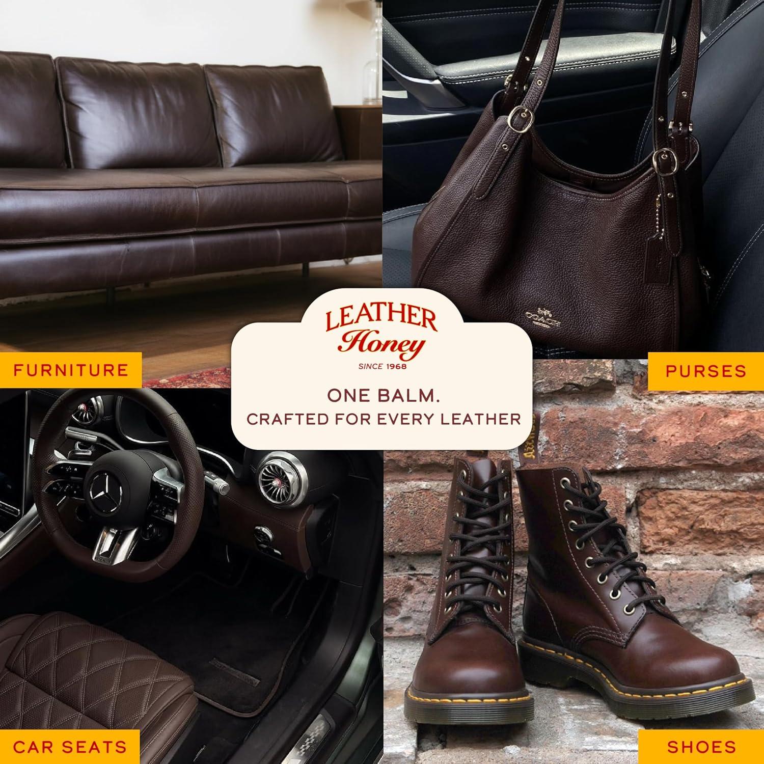 image:imageLeather Honey Black Recoloring Balm Color Restorer and ScratchScuff Remover for Furniture Couches Shoes amp Boots Auto Interiors and AccessoriesBrown